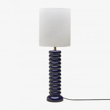 Lampa Stołowa Boreto 75 Cm Ceramiczno-lniana Dark Blue - Sklum
