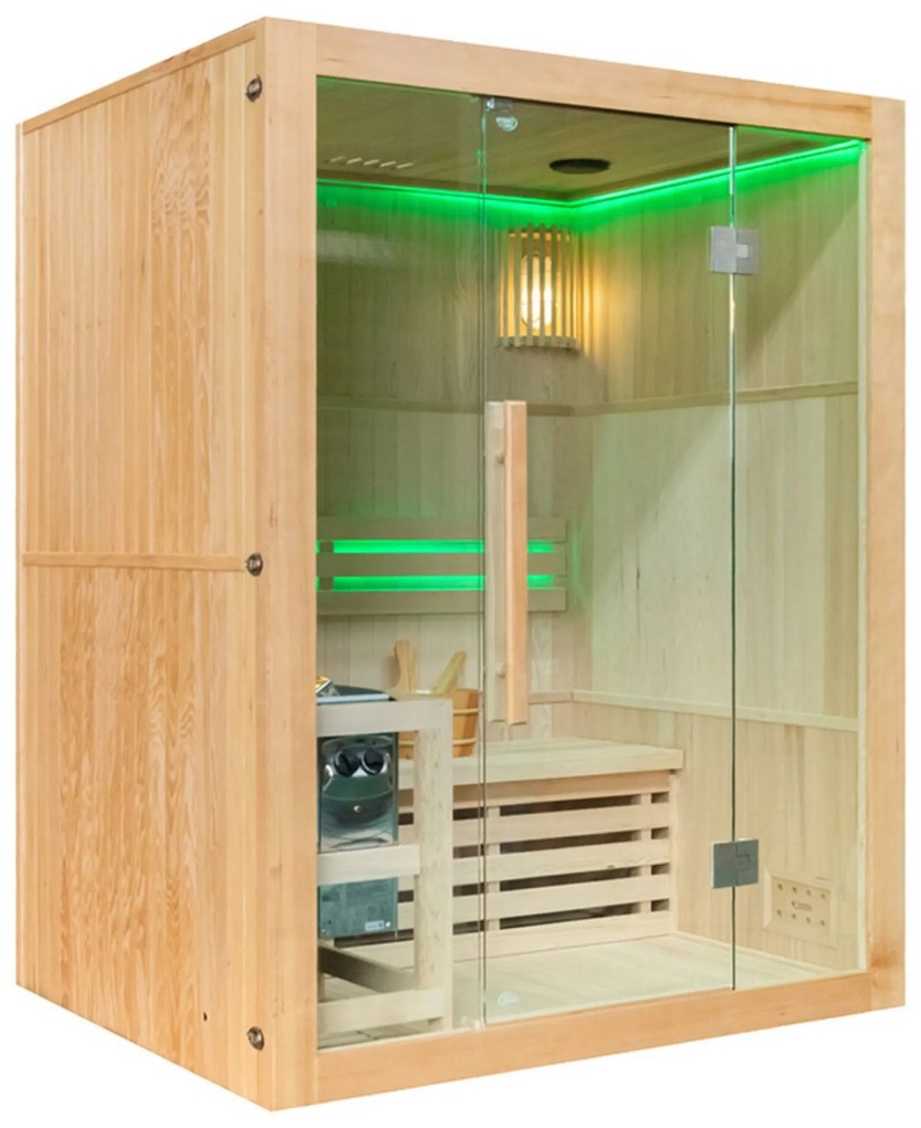 Sauna fińska wewnętrzna wysokotemperaturowa z piecem HARVIA 4,5KW z kamieniami 3-4 osobowa 150x120 CM