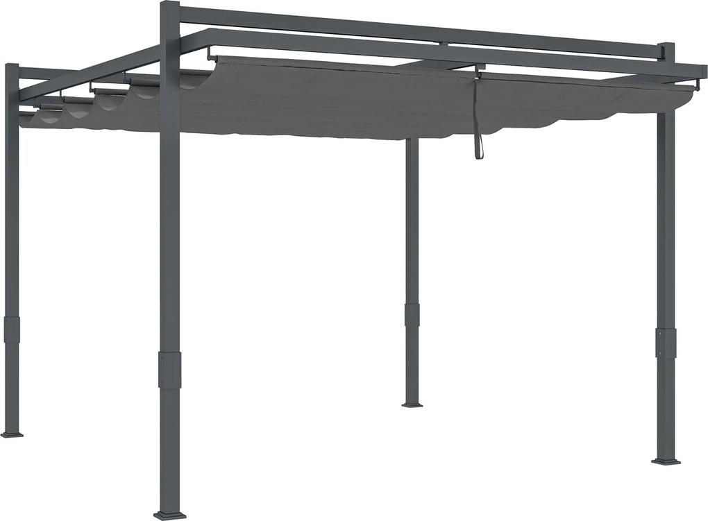Outsunny Pergola ok. 3,5x3m Stabilna i Zimoodporna z Aluminiową Ramą i Regulowanym Zadaszeniem Szara