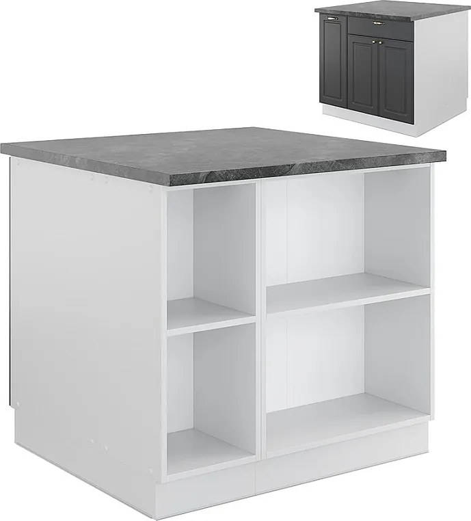 Wyspa kuchenna antracytowo-złoto-biały 90x60x82 fame-line