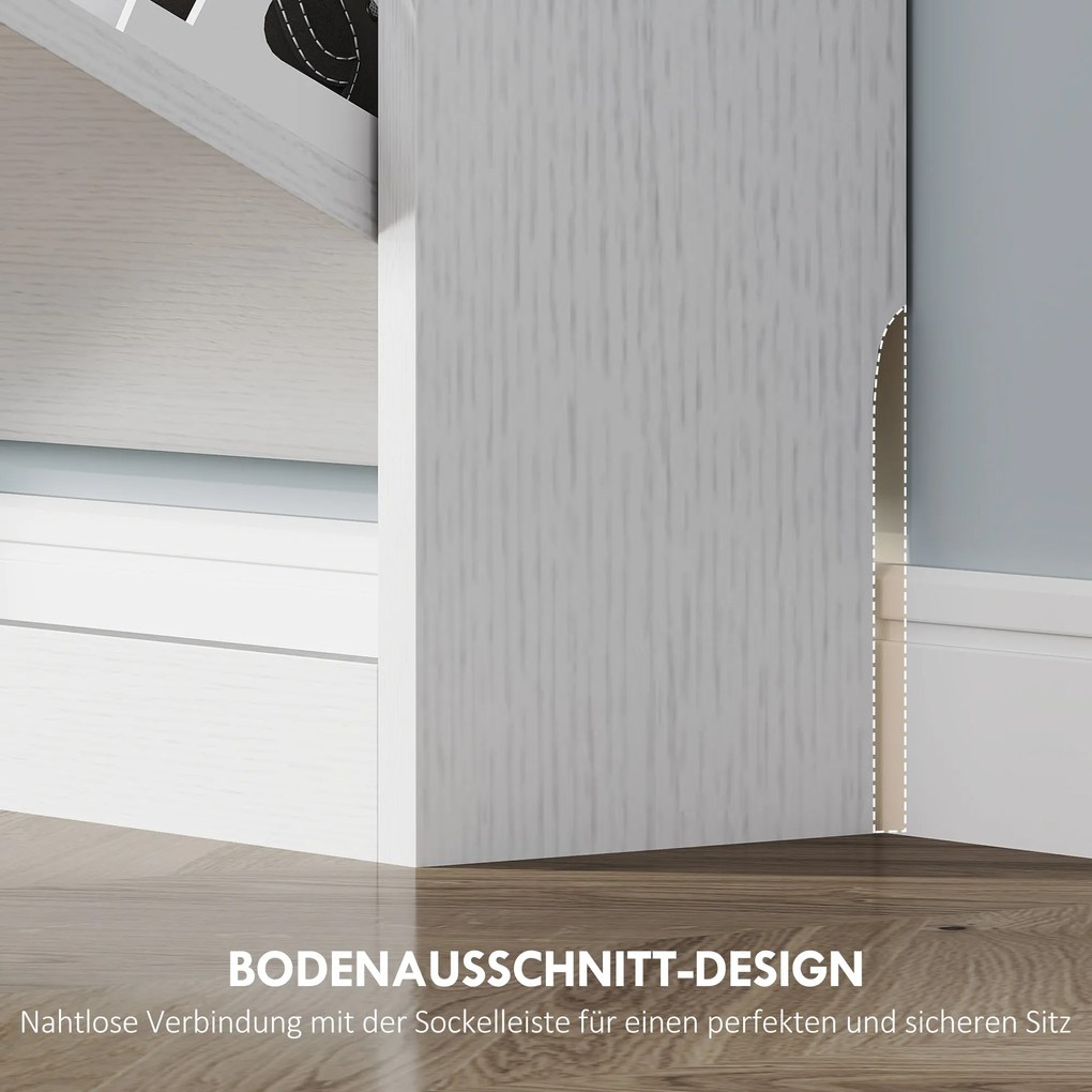 HOMCOM Szafka na buty z 3 składanymi szufladami, na do 12 par butów, Płyta wiórowa, 80 x 17 x 108 cm, Biały