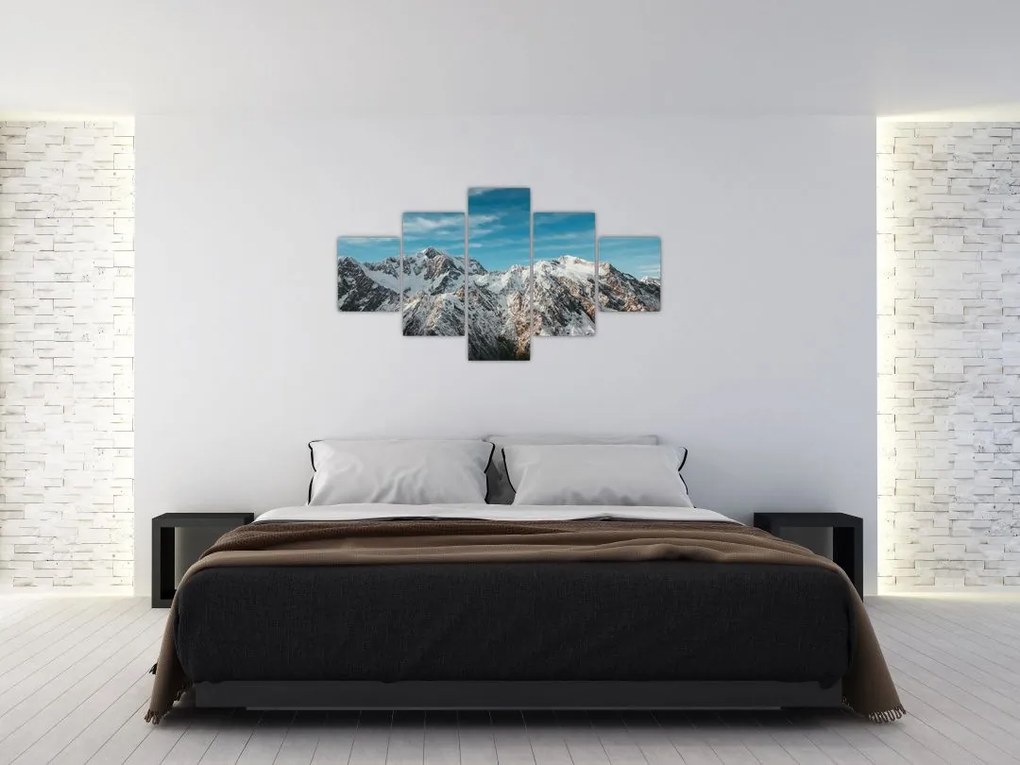 Obraz ośnieżonych szczytów, Fiordland (125x70 cm)
