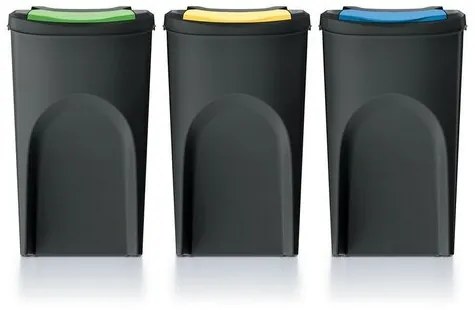 Pojemnik na odpady segregowane Sortibox 35 l, 3 szt., czarny