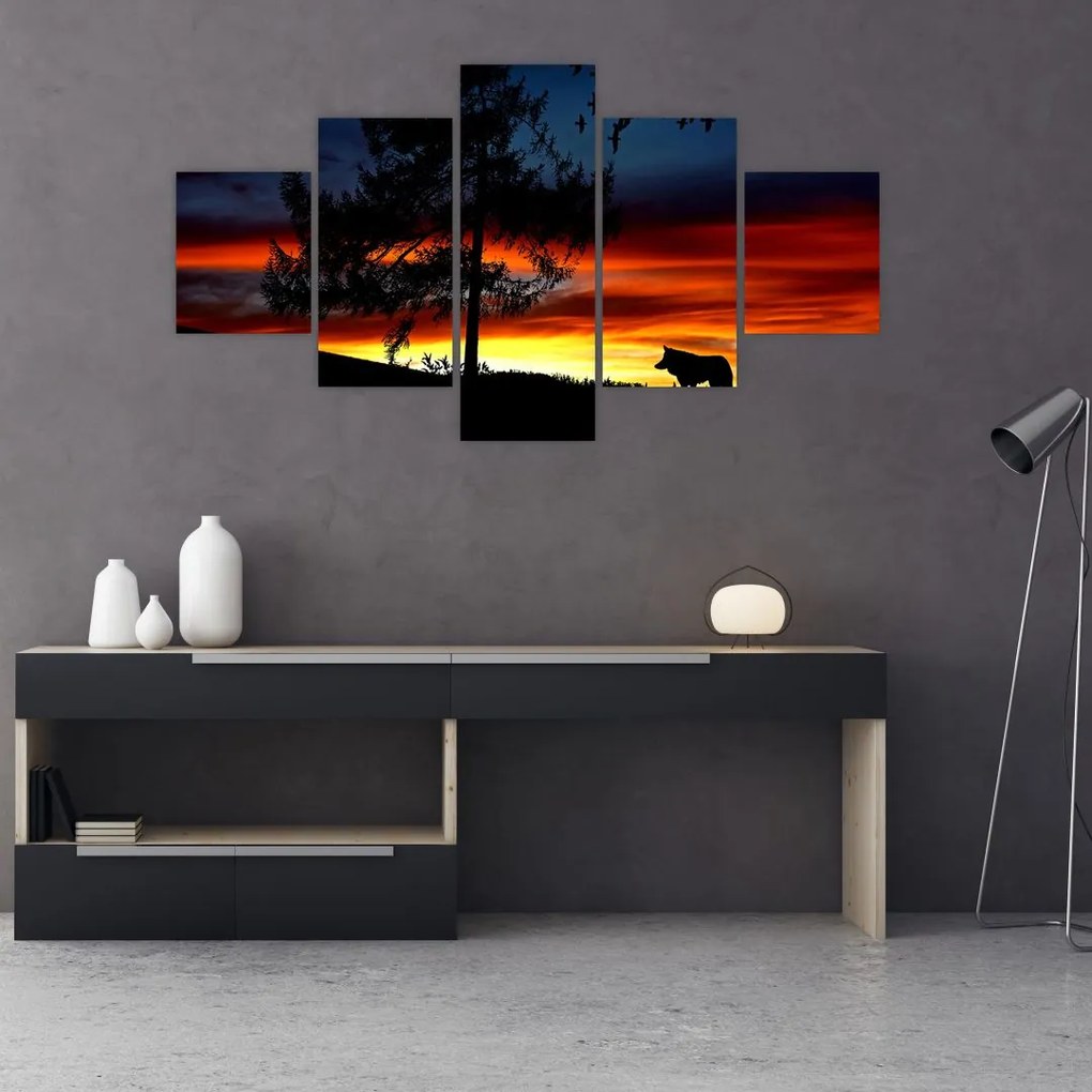 Obraz - Sylwetka wilka (125x70 cm)