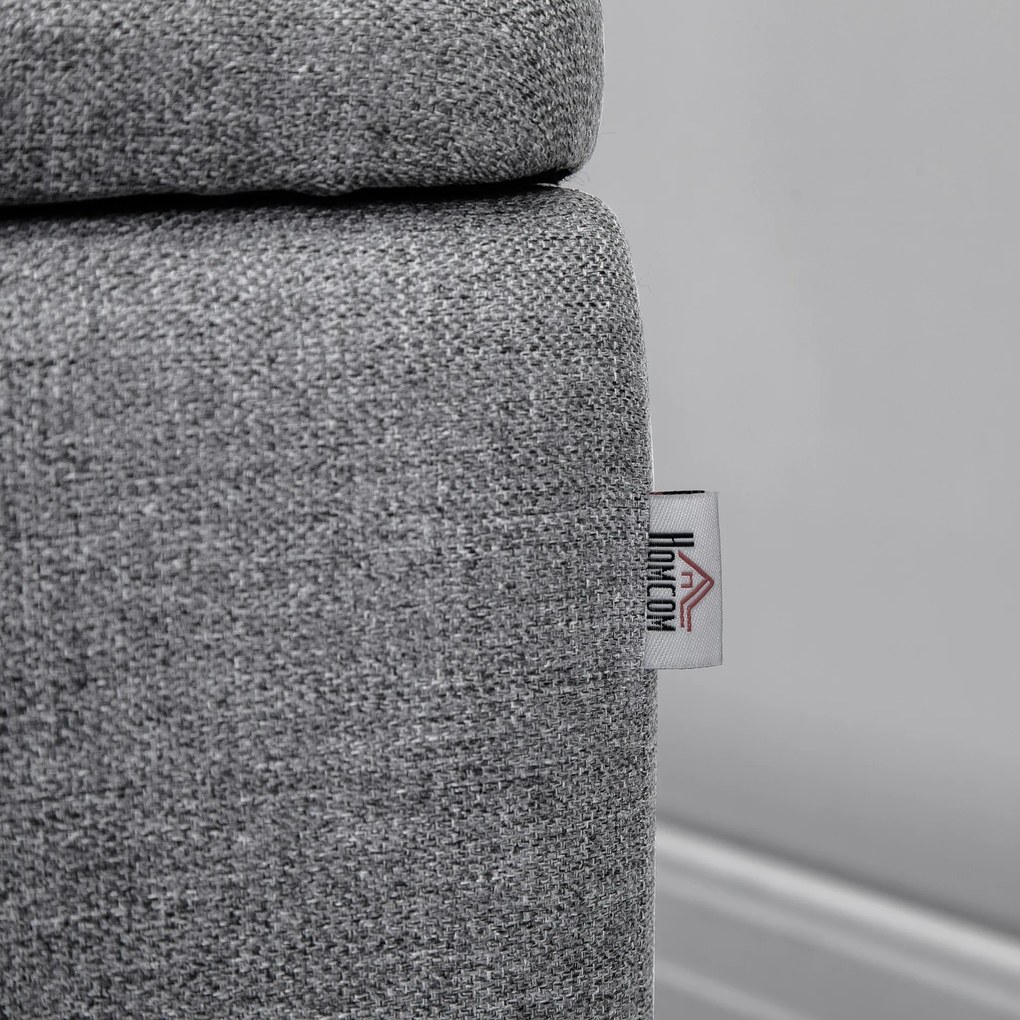 HOMCOM Ławka, Skrzynia, Ławka Tapicerowana, Lniana, do 150kg, 101x38,5x44,5 cm, Szara