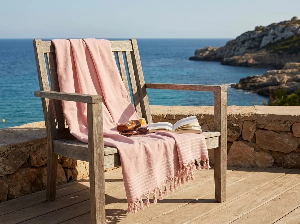 Ręcznik plażowy WALRA różowy 90 x 180 cm, 100% bawełna