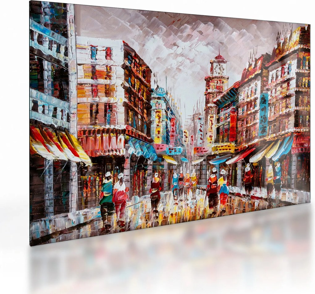 Obraz na szkle - Hong Kong, obraz olejny (70x50 cm)