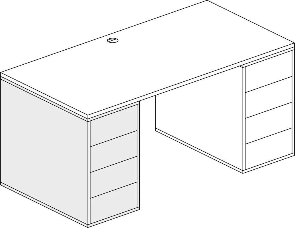 Kontener biurowy BLOCK, 400 x 800 x 710 mm, 4 szuflady, dąb naturalny