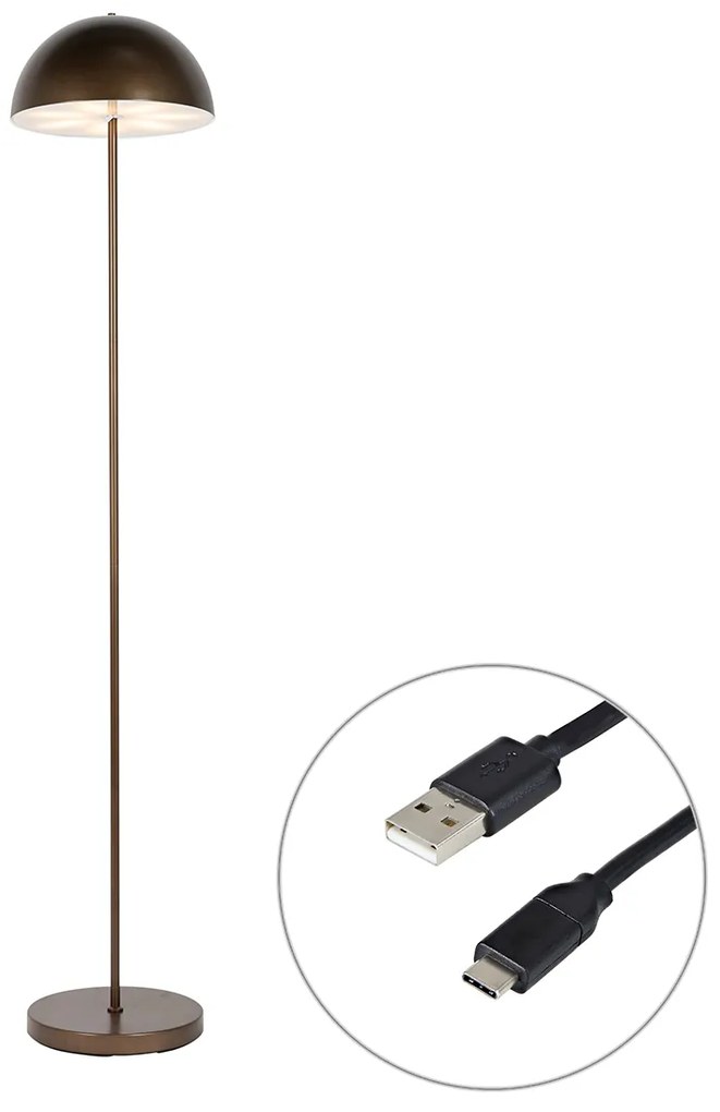 Lampa podłogowa zewnętrzna ciemny brąz akumulatorowa 3-stopniowo ściemniana - Keira