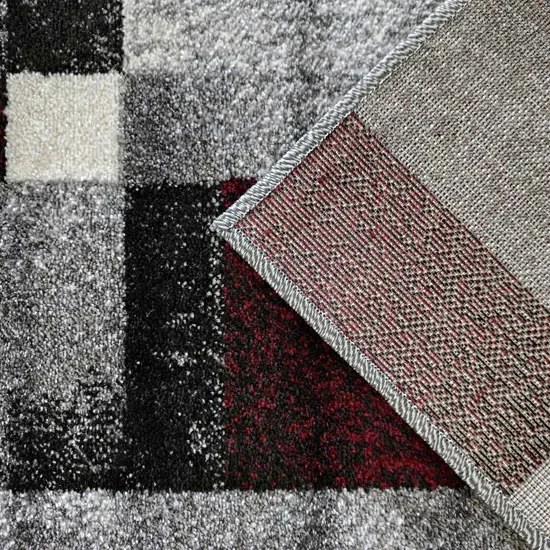 Szaro-czerwony dywan w geometryczne wzory Czarny mat C3-N26
