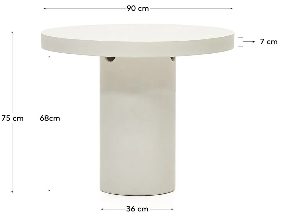 Okrągły betonowy stół ogrodowy ø 90 cm Aiguablava – Kave Home