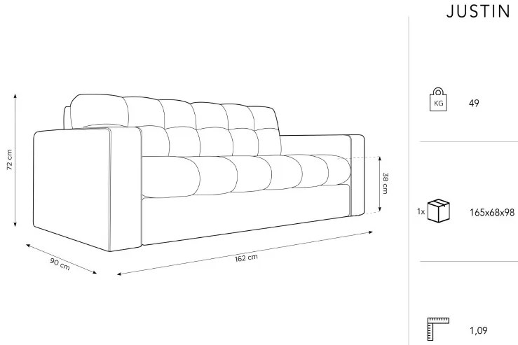 Sofa Justin 2-osobowa, ciemny niebieski, tkanina strukturalna