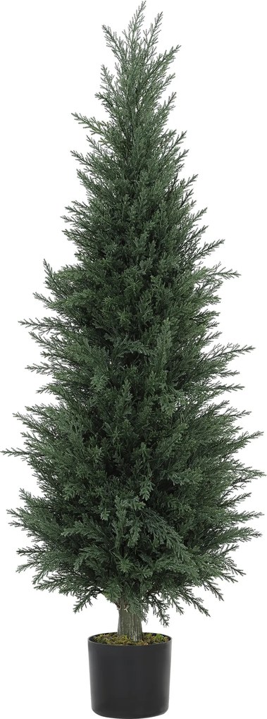 HOMCOM Cyprys Sztuczna Roślina, 638 Plastikowych Liści, z Doniczką, UV-odporny, Zielony