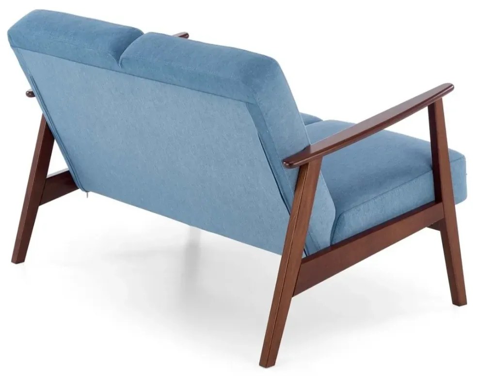 Sofa MILANO 2S niebieska/orzech dwuosobowa HALMAR