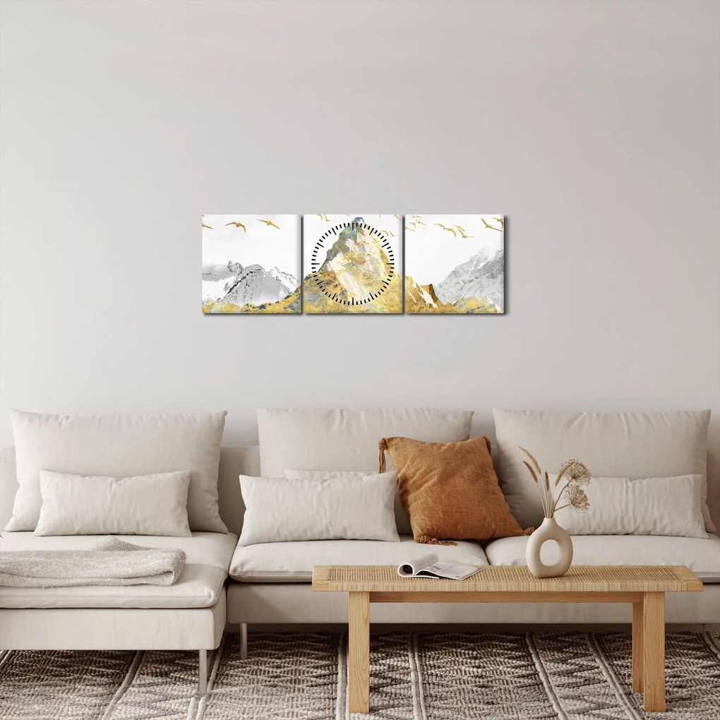 Obraz - Złota góra (z zegarem) (90x30 cm)