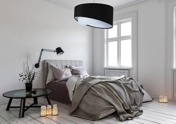 Czarno-biała lampa wisząca z weluru - 6X EX986 T1-Z95