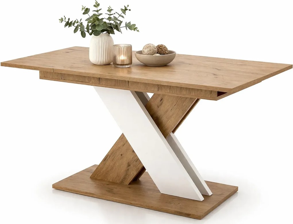 Prostokątny nowoczesny stół dąb lancelot + biały R2-G59