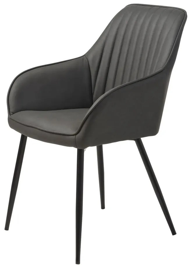 Ciemnoszare krzesła z imitacji skóry z podłokietnikami zestaw 2 szt. Nolan Stripe – Unique Furniture