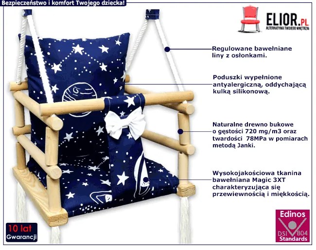 Drewniana huśtawka dla dzieci kosmos - Norsa