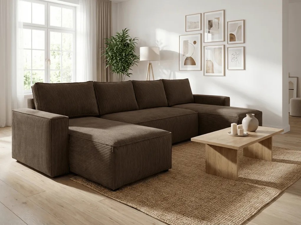 Narożnik w kształcie U SMART COSARO 295x140 cm, ciemnobrązowy