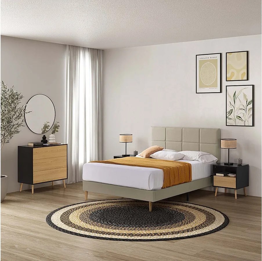 Rama łóżka tapicerowana Silvi 30 cm, 90x190 cm, Beżowy