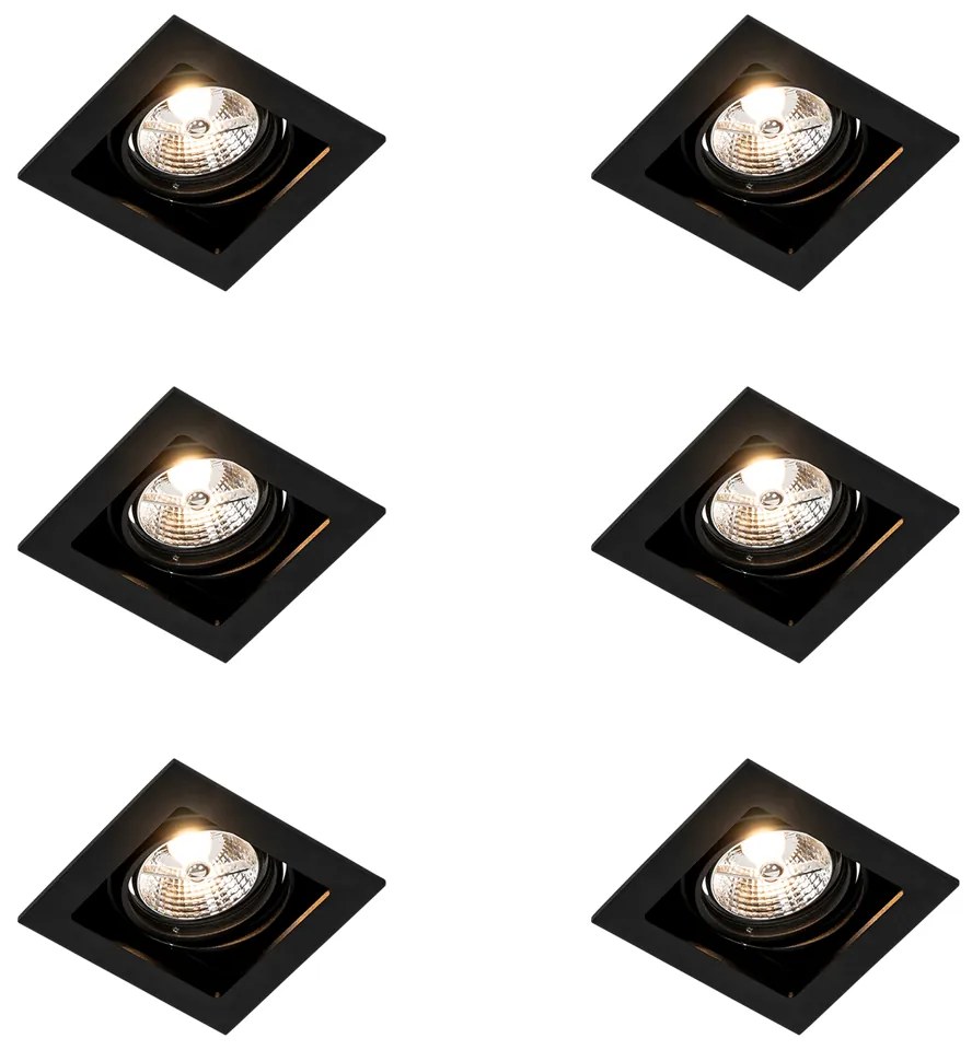 Zestaw 6 regulowanych kwadratowych opraw wpuszczanych czarnych - Artemis 70