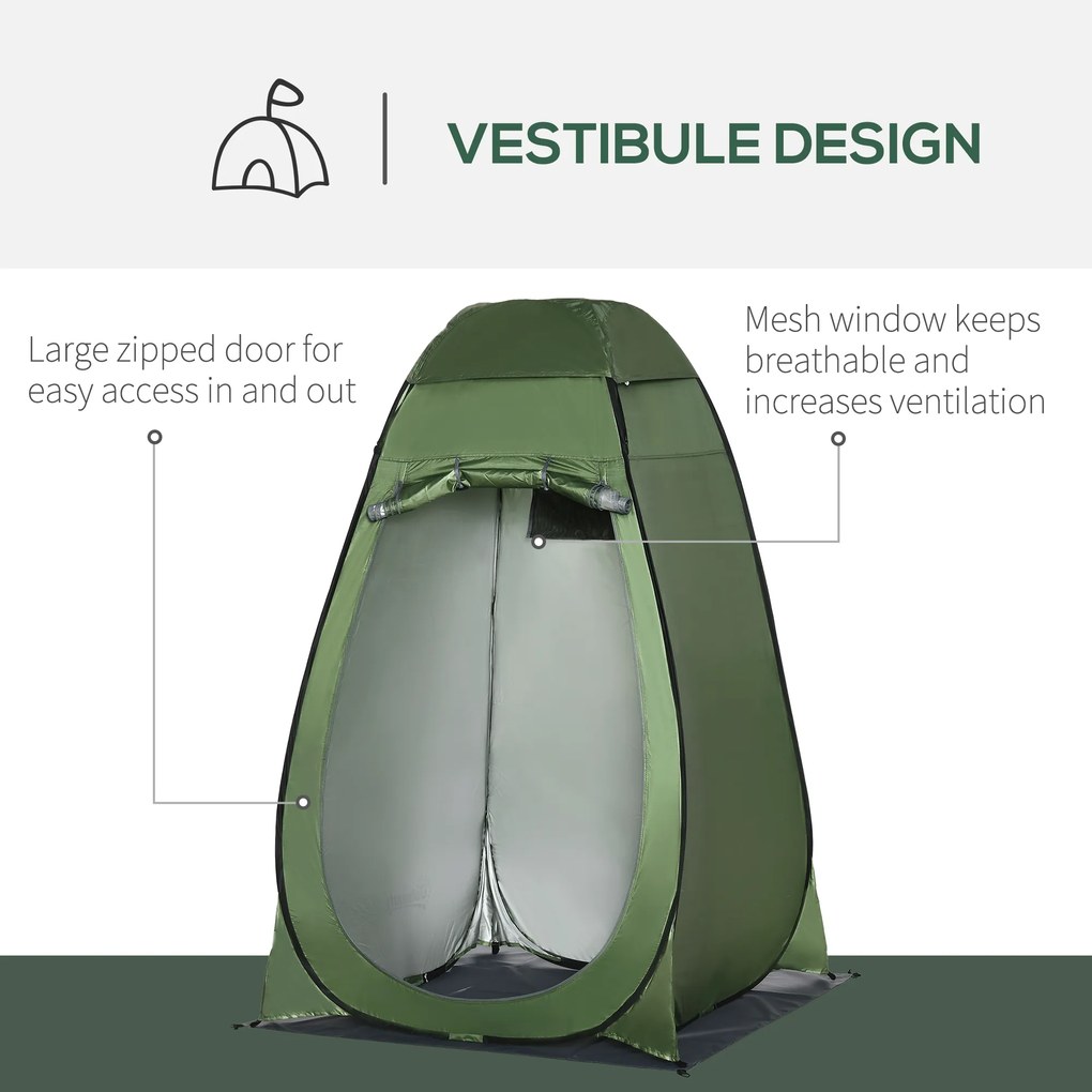 Outsunny Namiot prysznicowy i toaletowy z funkcją przenośności - idealny na kemping, przebieralnia, przenośne WC - zielony, 126 x 124 x 189 cm