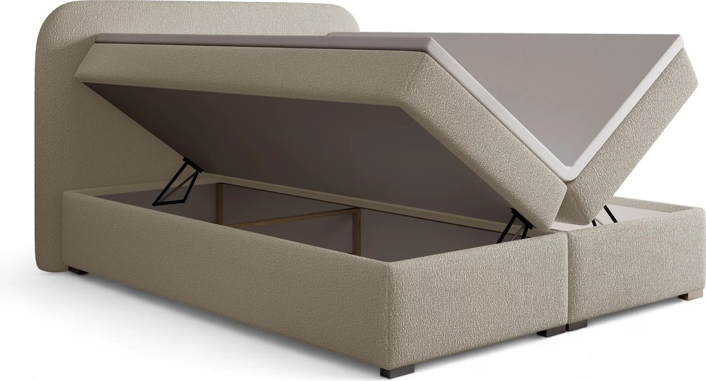 Łóżko kontynentalne Eleris 160x200 z pojemnikami - ciemno beżowa bukla Quelle 05