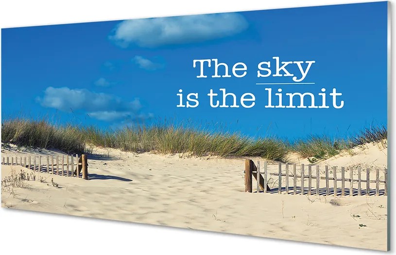 Szklany Panel Napis na Piaszczystej Plaży