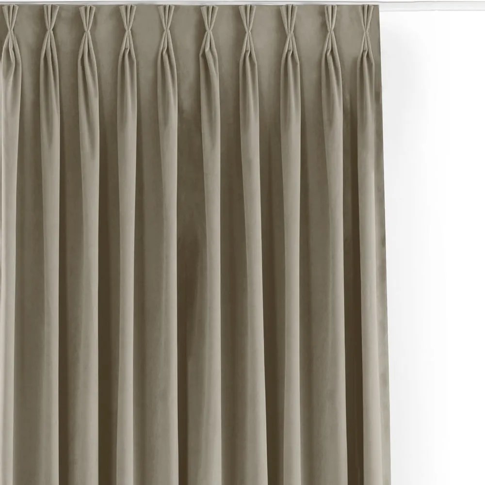 Beżowa aksamitna zasłona częściowo zaciemniająca (dimout) 400x175 cm Velto – Filumi