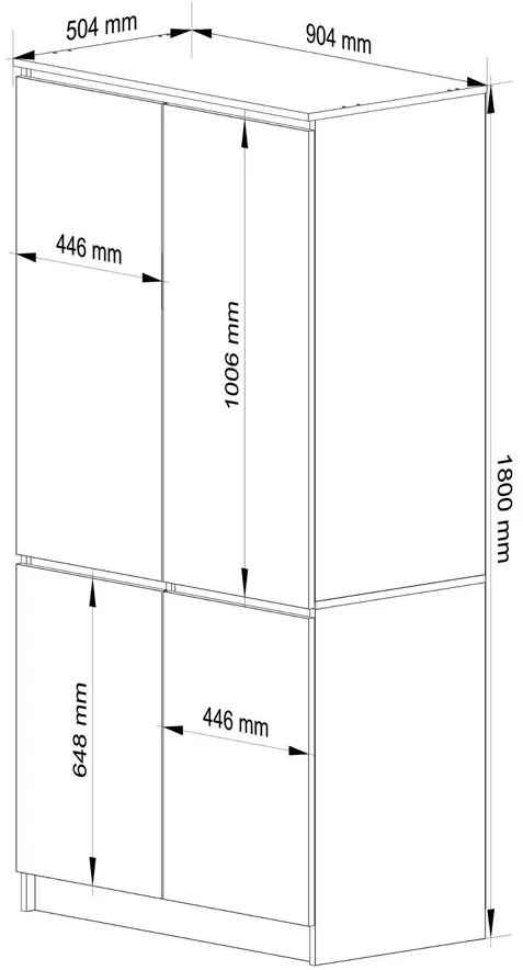 Grafitowa 4 Drzwiowa Szafa Z Drążkiem Soflos 5X