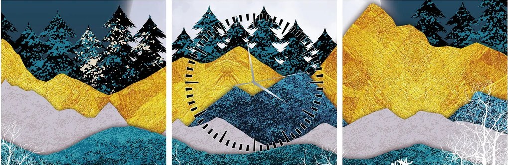Obraz - Krajobraz polarny (z zegarem) (90x30 cm)