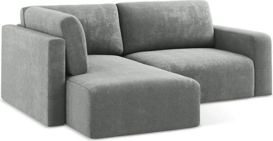 Szary rozkładany/ze schowkiem narożnik z tkaniny szenilowej (lewostronny/w kształcie litery L) Kona – Makamii