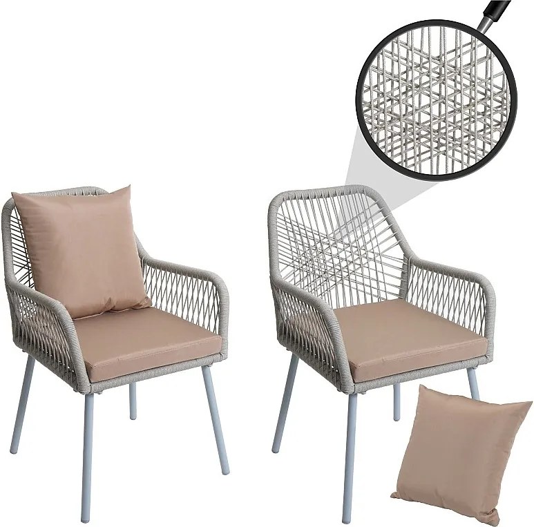 Krzesło ogrodowe MCW-O12 (zestaw 2 sztuk),  szary, pokrowiec taupe
