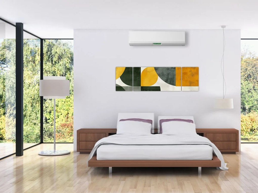 Obraz - Abstrakcja w oliwkowym kolorze (170x50 cm)