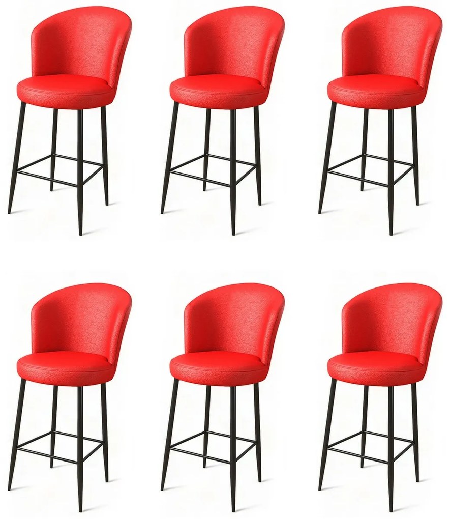 Zestaw krzeseł barowych Uras Red and Black, 6 szt., 6 szt.