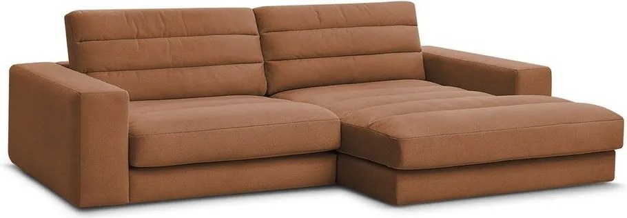 Pomarańczowy aksamitny narożnik (prawostronny/z szezlongiem) Sierra – Bobochic Paris