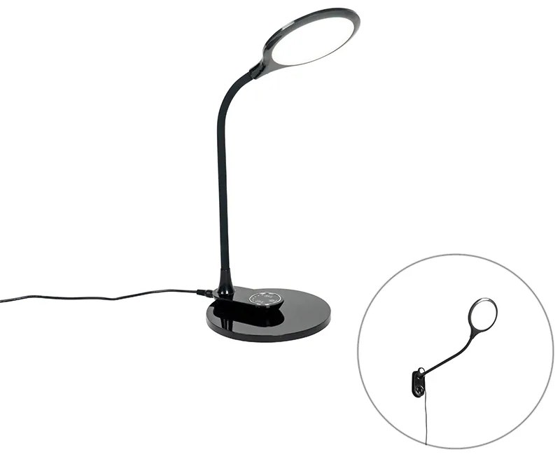 Lampa stołowa i ścienna czarna w komplecie z LED i ściemniaczem dotykowym - JoniDesignerski Oswietlenie wewnetrzne
