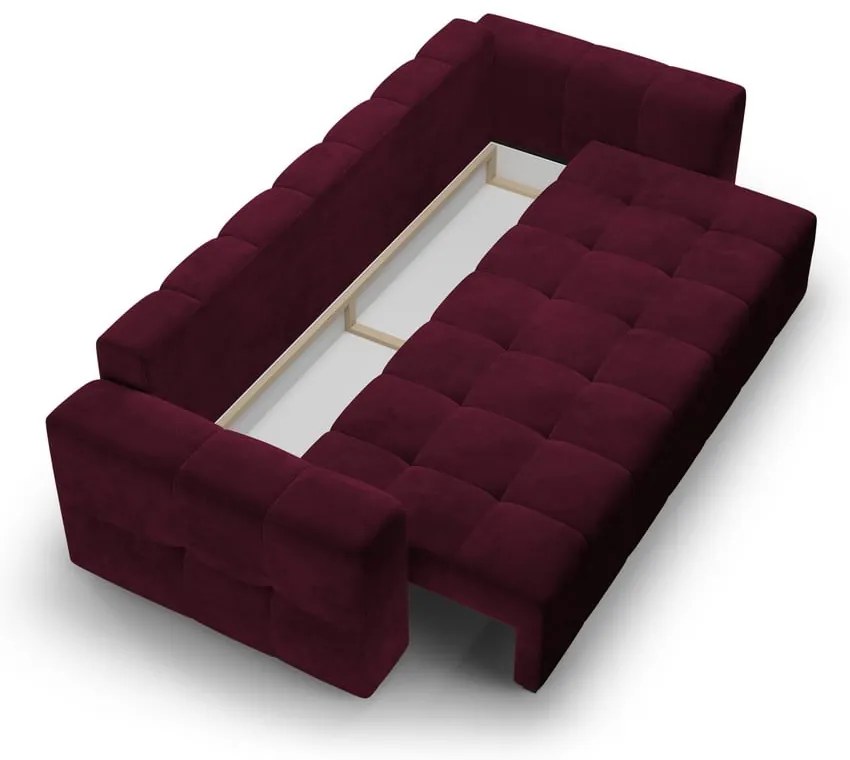 Ciemnoczerwona aksamitna rozkładana sofa Milo Casa Luca