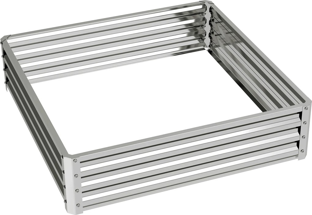 Outsunny Ogródek Warzywny, Doniczka z Konstrukcją Stalową, Srebrny, 120 x 120 x 30 cm