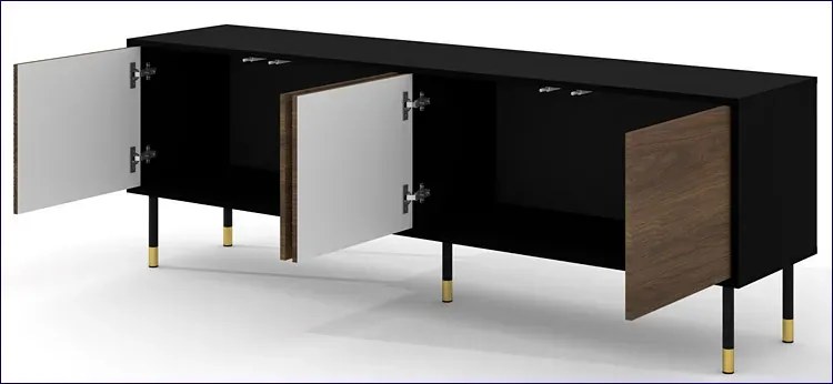 Frezowana szafka pod TV czarny + dąb catania M8-S99