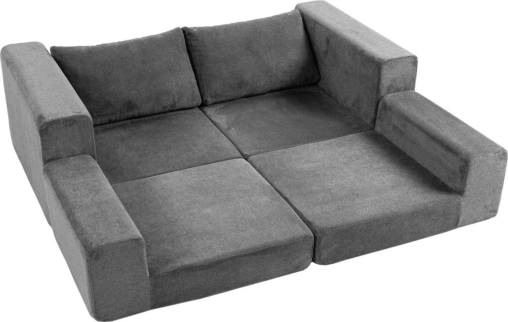 HOMCOM Sofa rozkładana 4-w-1 z funkcją spania, rozkładana, poduszki, 2-osobowa, szara | Aosom PL