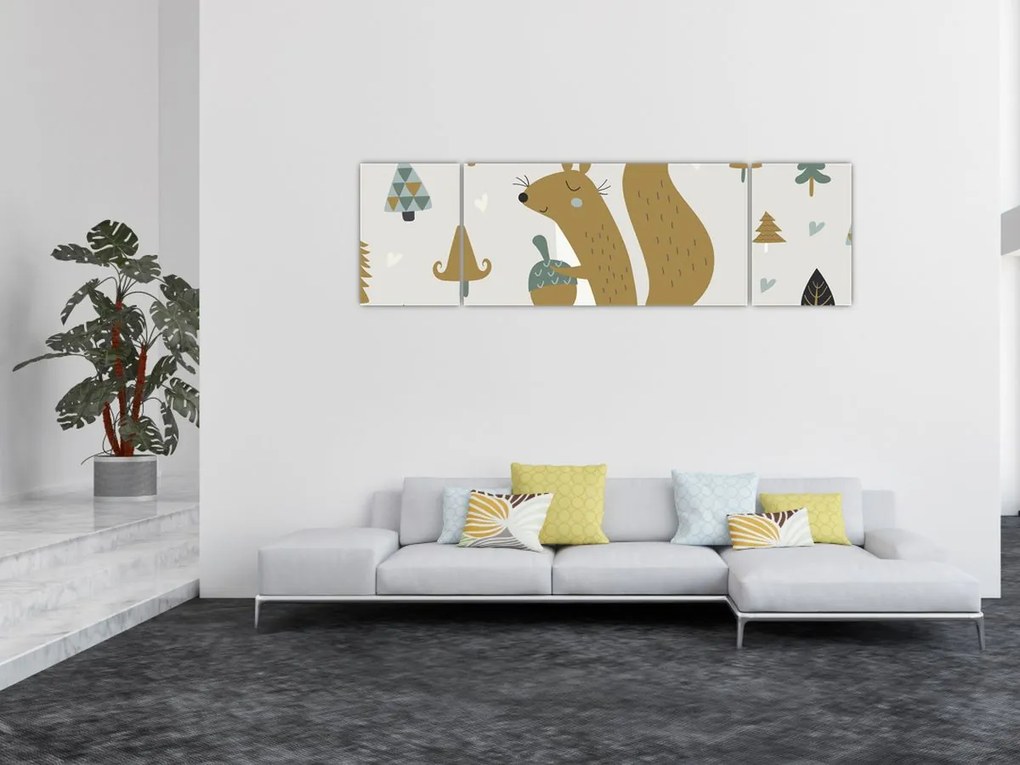 Obraz - Wiewiórka z orzechem (170x50 cm)