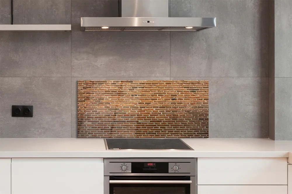 Szkło do Kuchni na Ścianę Czerwony Mur Loftowy