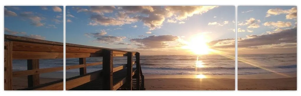 Obraz molo, plaży i morza (170x50 cm)