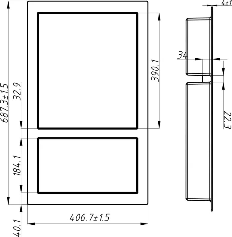 Mexen X-Wall-S półka wnękowa SMC z kołnierzem 68,6 x 40,7 cm, biała - 1901694109