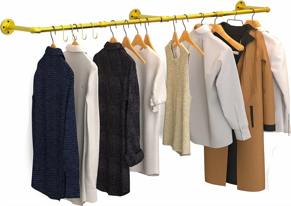 Wieszak ścienny na ubrania wiszący industrialny wieszak na ubrania solidny wieszak na ubrania zdejmowany designerski drążek na ubrania 180x27,5x2,5 cm