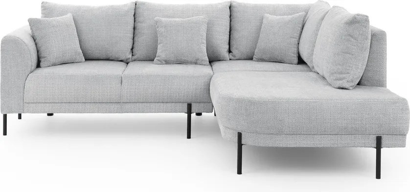 Jasnoszary narożnik z tkaniny szenilowej (prawostronny/w kształcie litery L) Mauris – Ropez