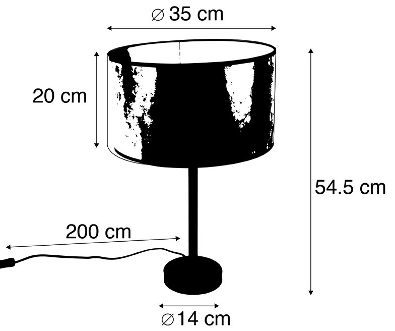 Lampa stołowa art deco czarna z abażurem w kolorze starego brązu 35 cm - Simplo ArtDeco Oswietlenie wewnetrzne