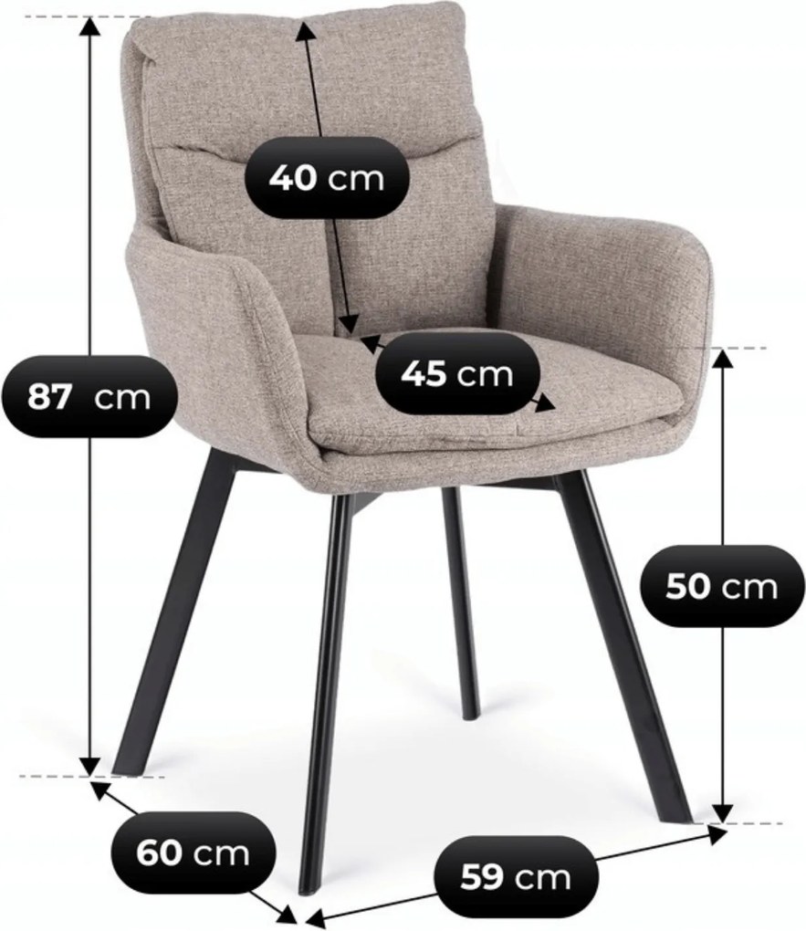Krzesło Tapicerowane Obrotowe do Salonu CORTADO Brązowe Nowoczesne